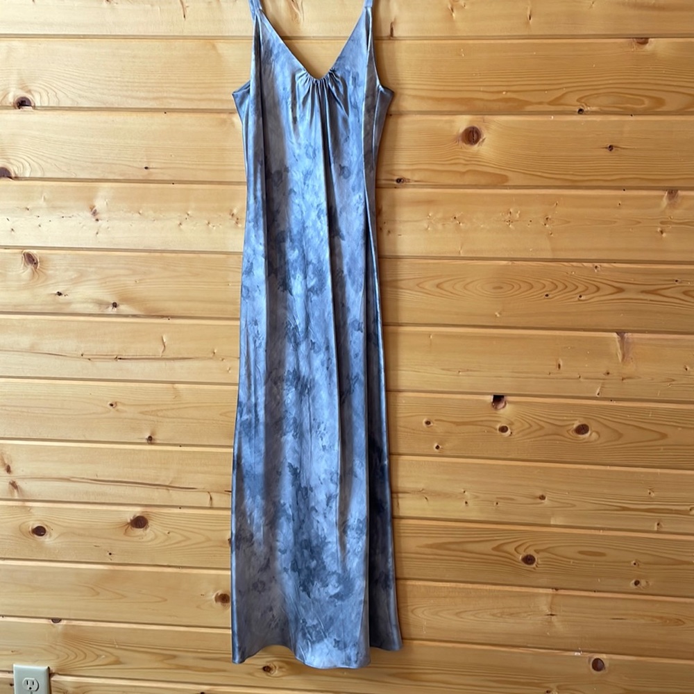 Vince grey tie-dye silk slip dress